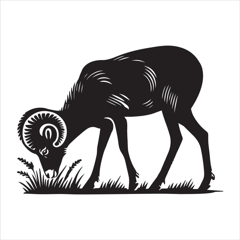 Bighorn Sheep Silhouette in Serene Natural Habitat vector