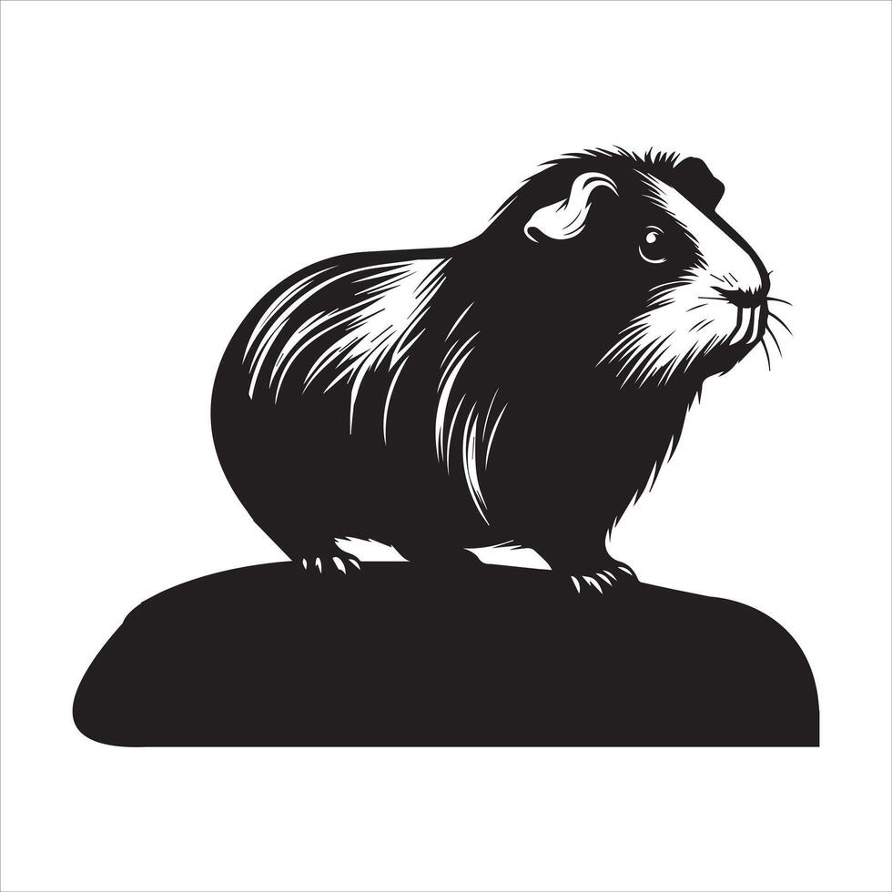 Cute Guinea Pig Silhouette Illustration vector