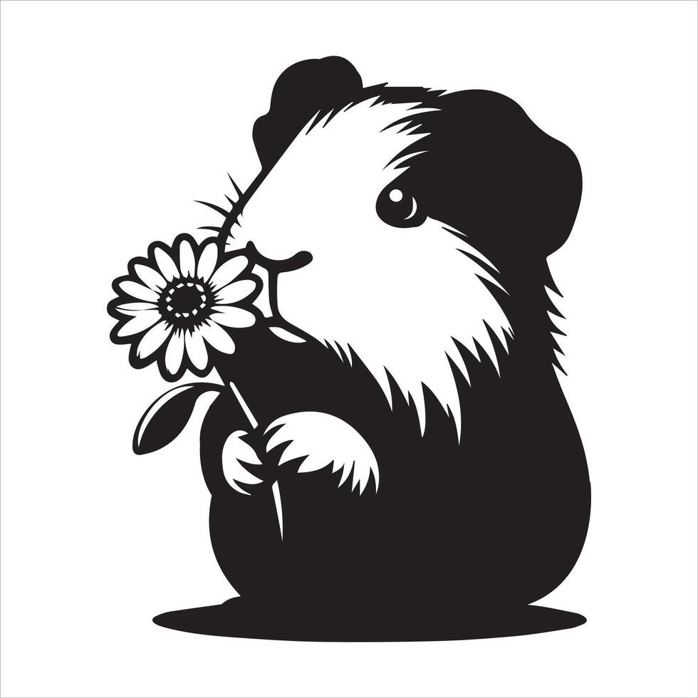 Guinea Pig Sitting Still Isolated on White vector