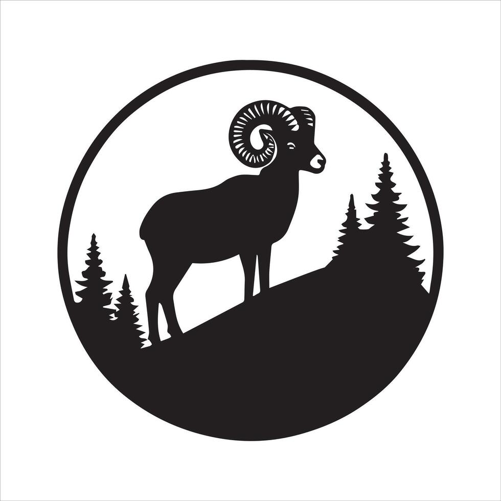 Bighorn Sheep Silhouette Design with White Space Background vector