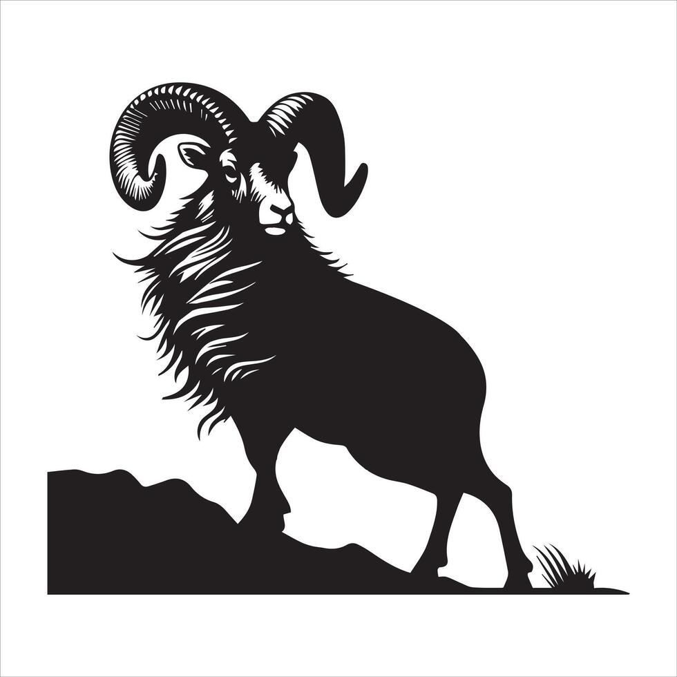 Bighorn Sheep Standing Proud in Silhouette vector