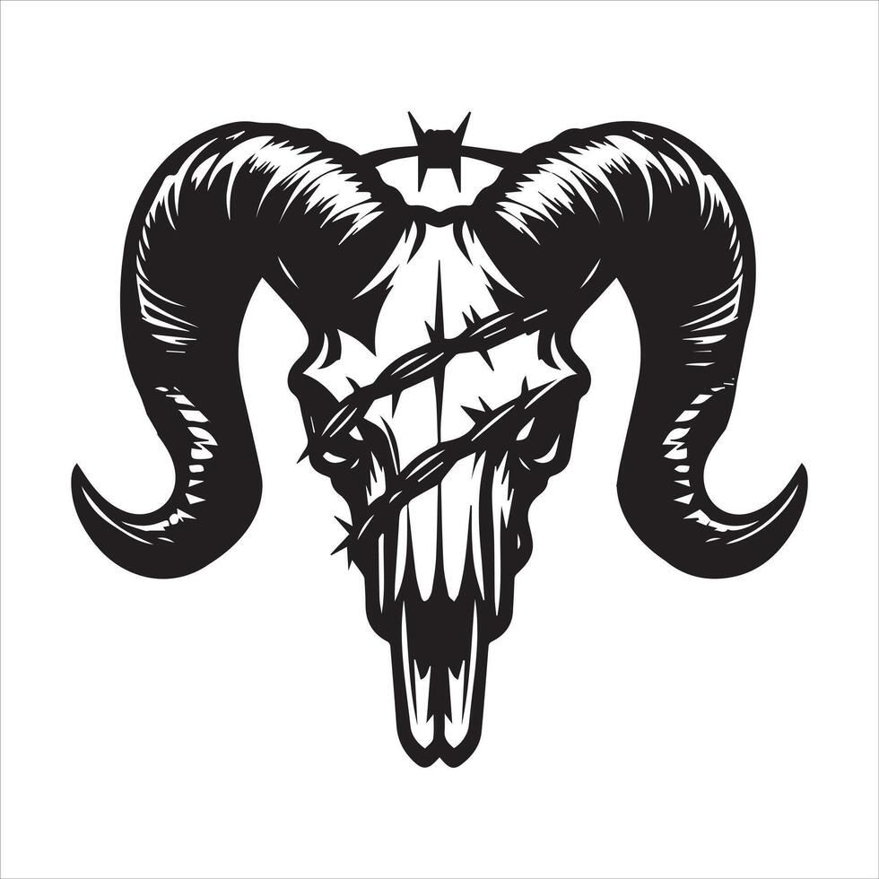Black Bighorn Sheep Silhouette with White Backdrop vector