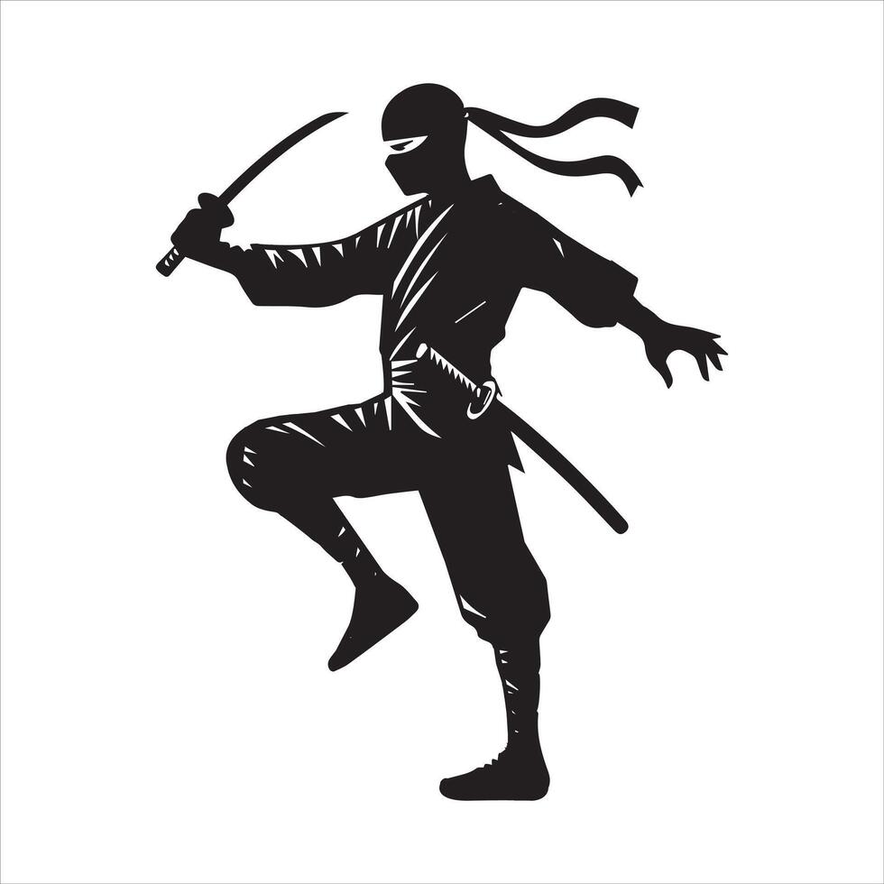 Ninja Warrior Silhouette Clipart for Event Promotion vector