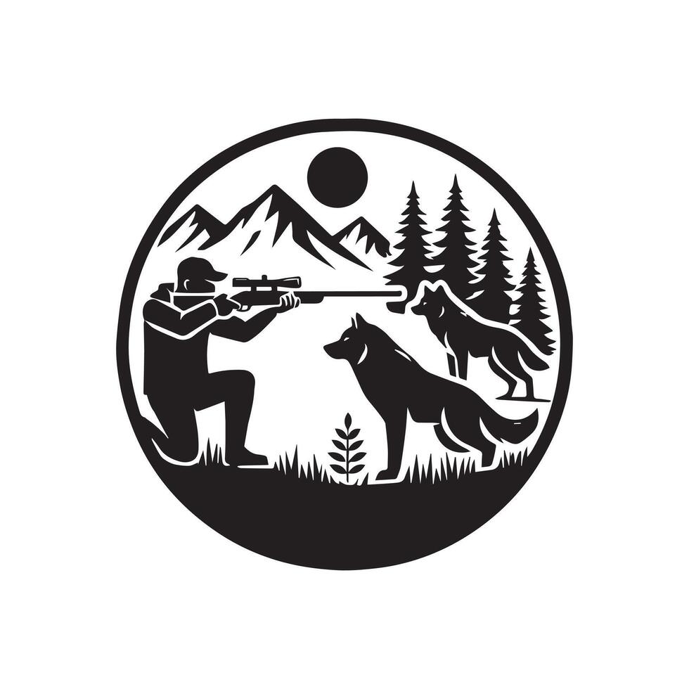 Hunter with Dog Silhouette Clipart vector