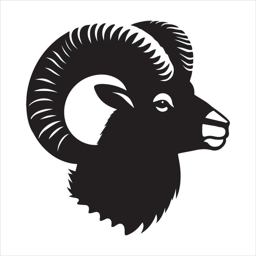 Bighorn Sheep Silhouette on White Background for Commercial Use vector