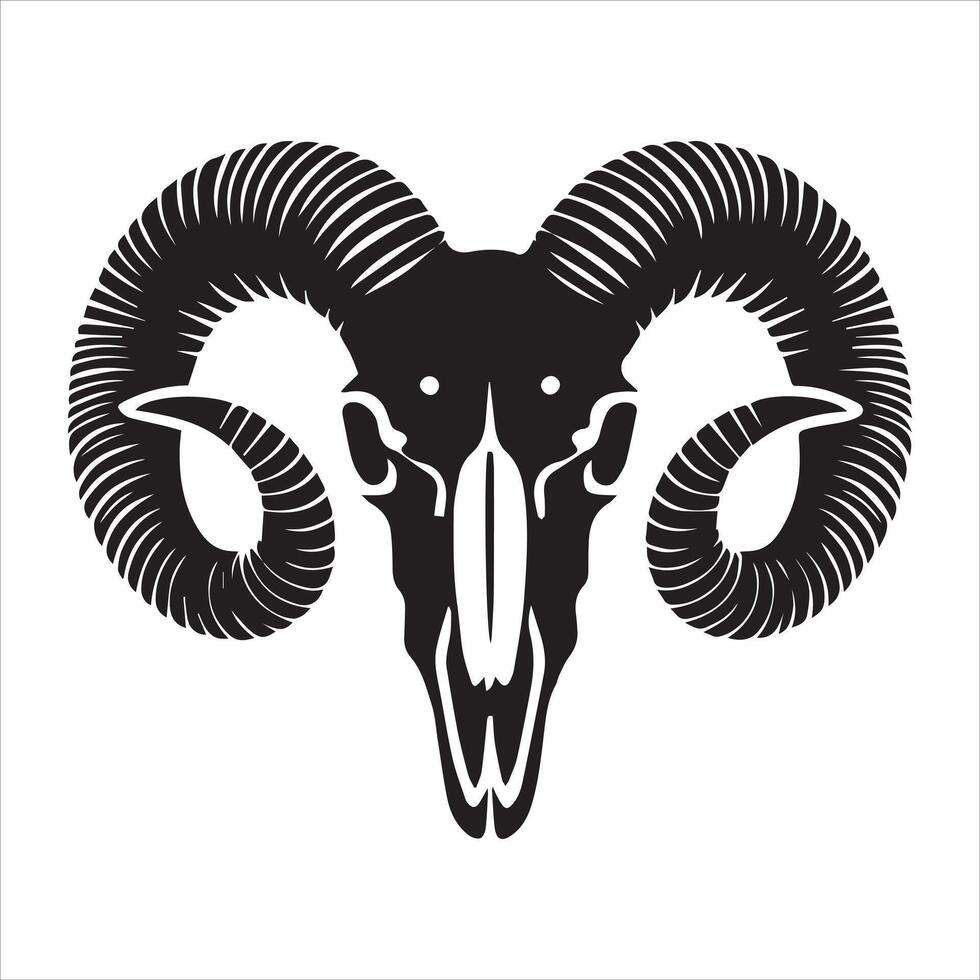 Wild Bighorn Sheep Silhouette in Minimalist Style on White vector