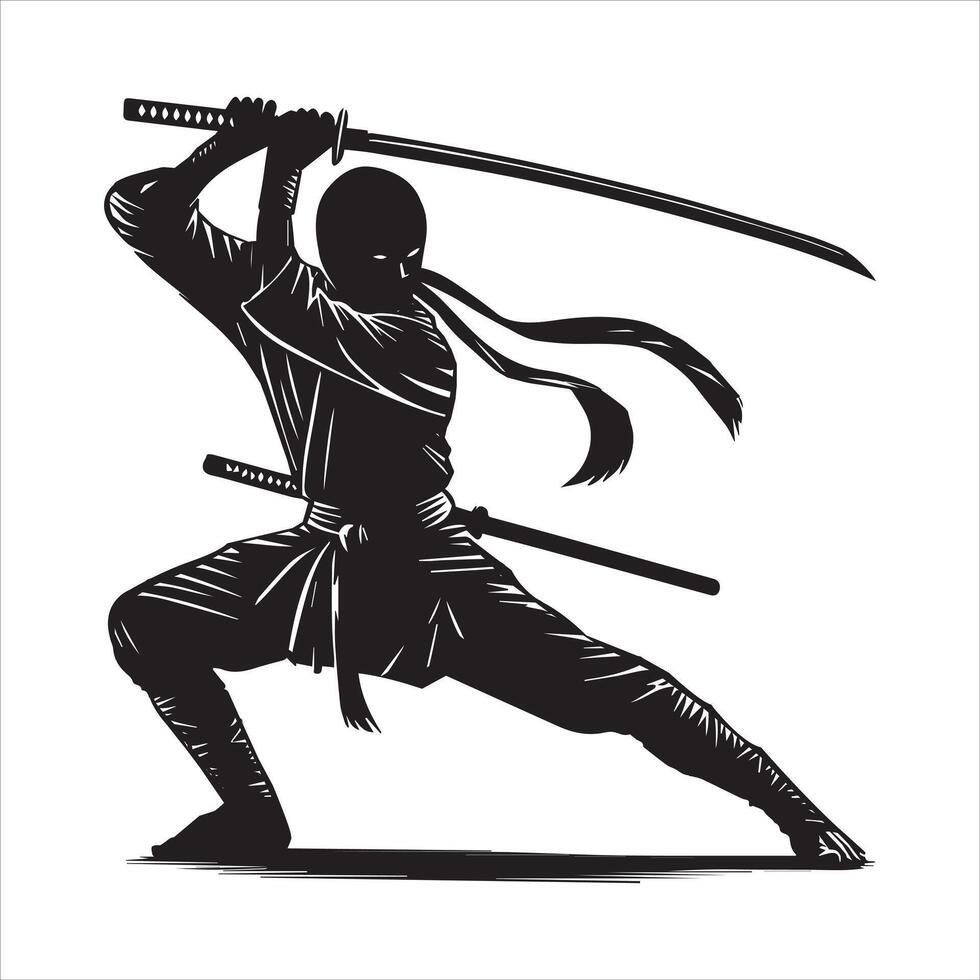 Ninja Warrior Silhouette Clipart for Adventure Illustrations vector