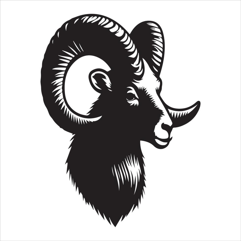 Silhouette of Bighorn Sheep Head vector