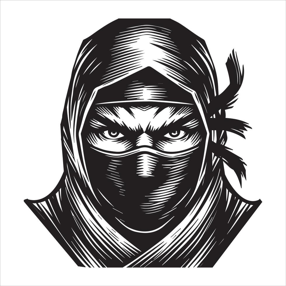 Action-Packed Ninja Warrior Silhouette Clipart Illustration vector