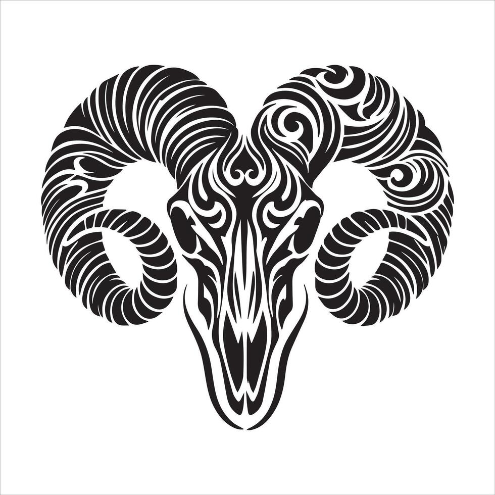 Wild Bighorn Sheep Silhouette on Pure White vector