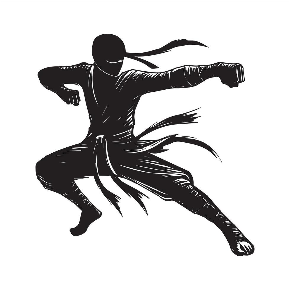 Stealth Ninja Warrior Silhouette Clipart for Creative Projects vector
