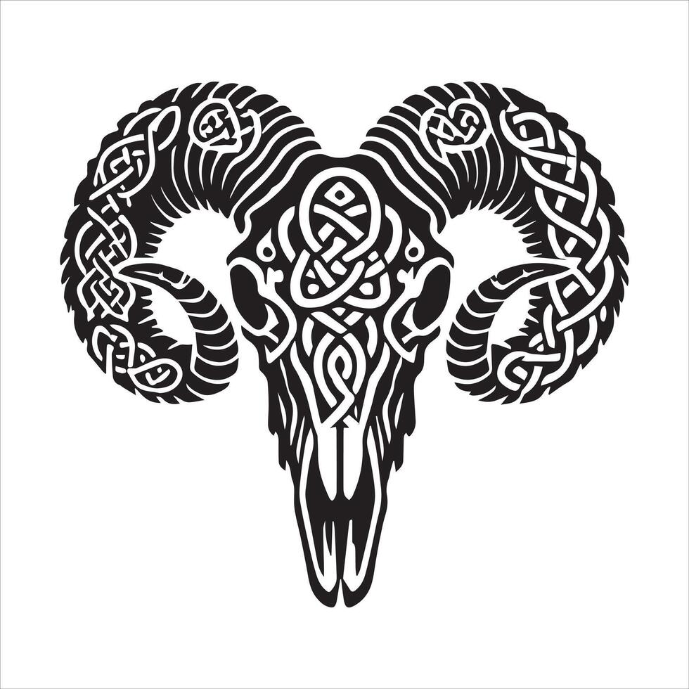 Bighorn Sheep Silhouette in Simple Black and White Illustration vector