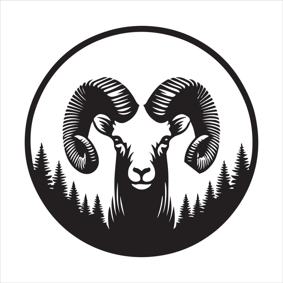 Scenic Bighorn Sheep Silhouette in the Wild vector