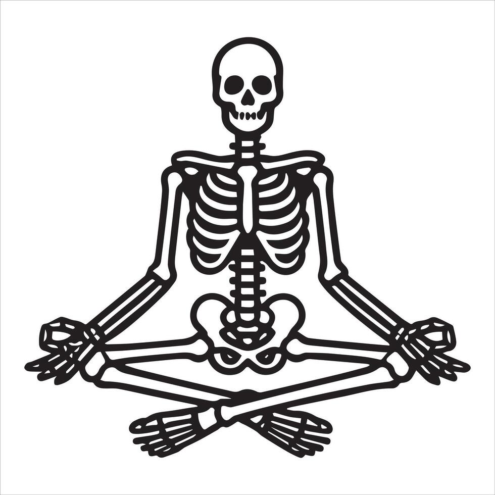 Skeleton Practicing Yoga Artwork vector