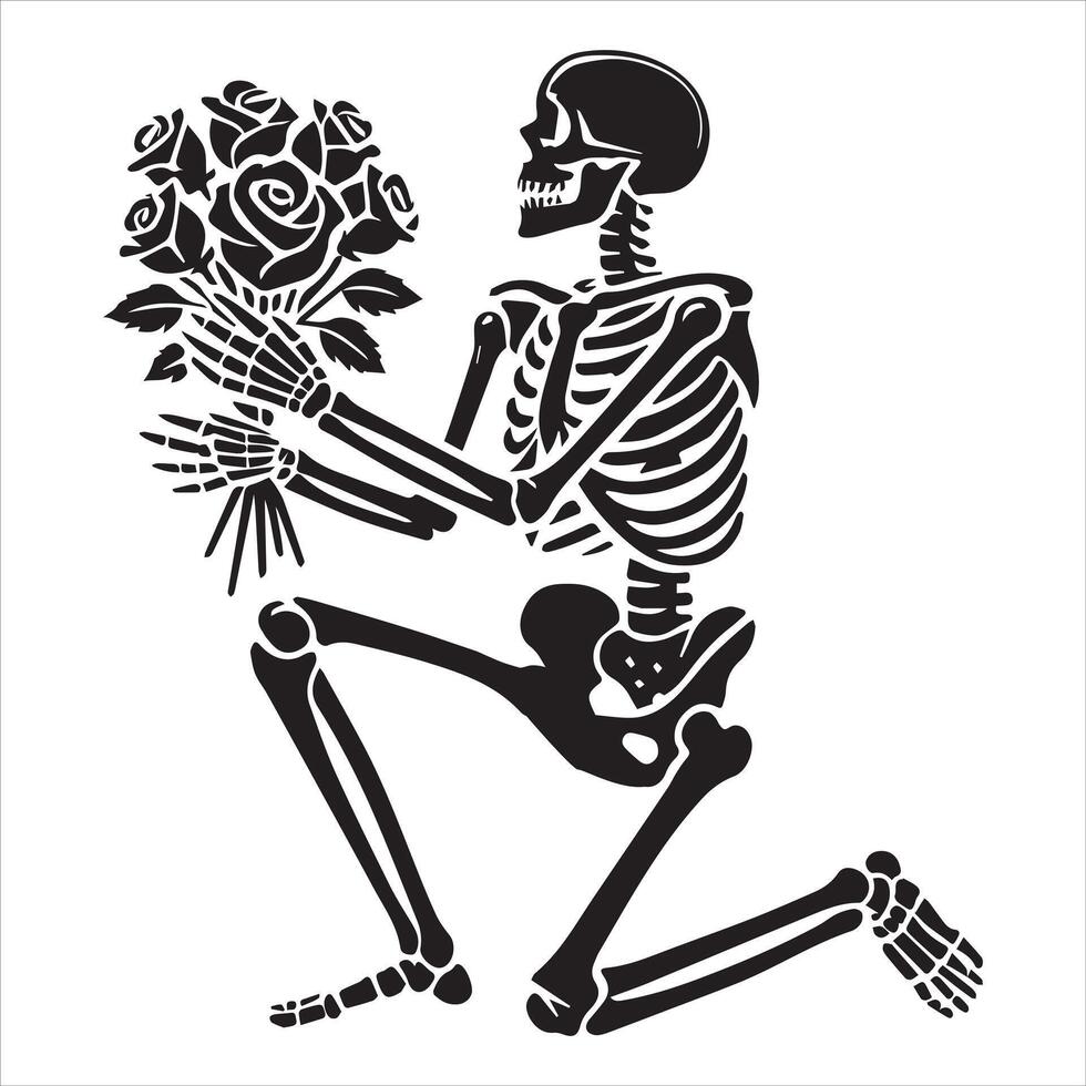 Mysterious Man Skeleton with Rose vector