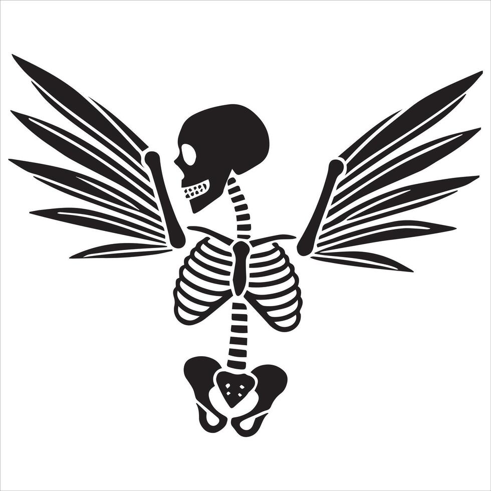 Winged Skeleton Illustration vector