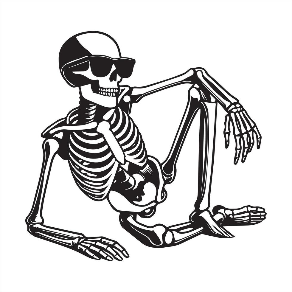 Skeleton Wearing Sunglasses Clipart Design vector