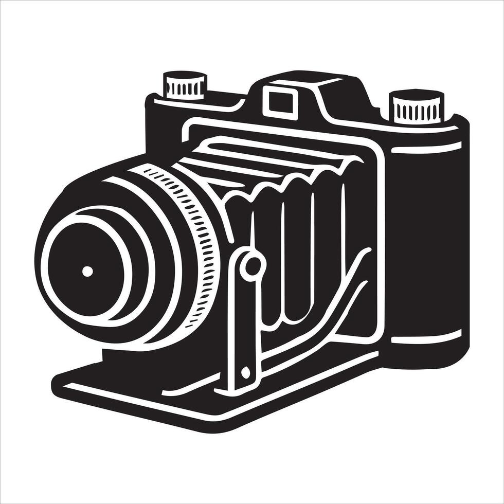 Vintage Camera Silhouette Illustration Clipart vector