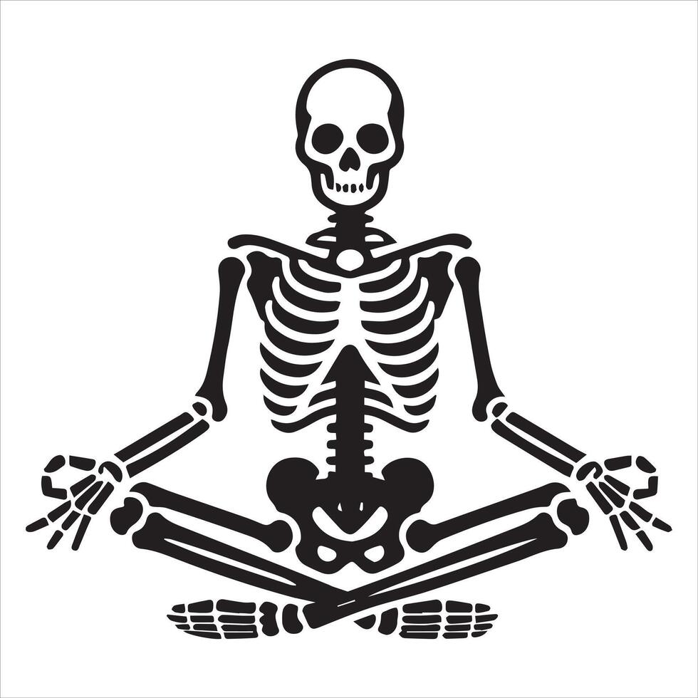 Calm Skeleton in Yoga Pose Illustration vector