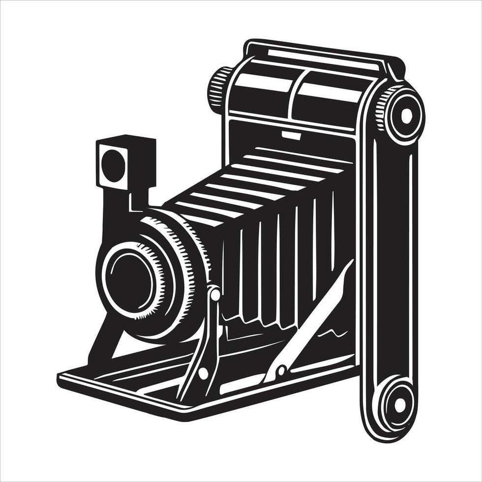 Detailed Vintage Camera Silhouette Design vector
