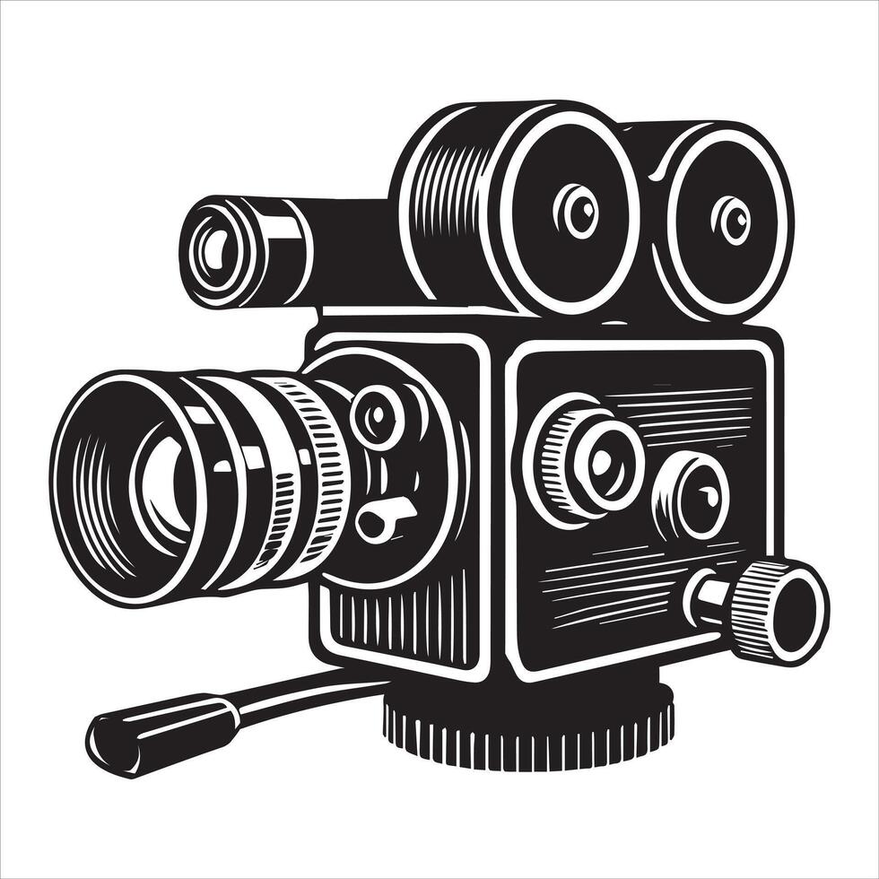 Silhouette of a Vintage Camera Illustration vector