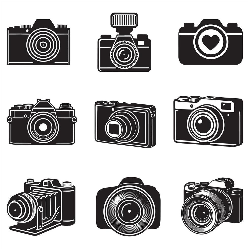 Collection of Photo Camera Silhouette Design vector