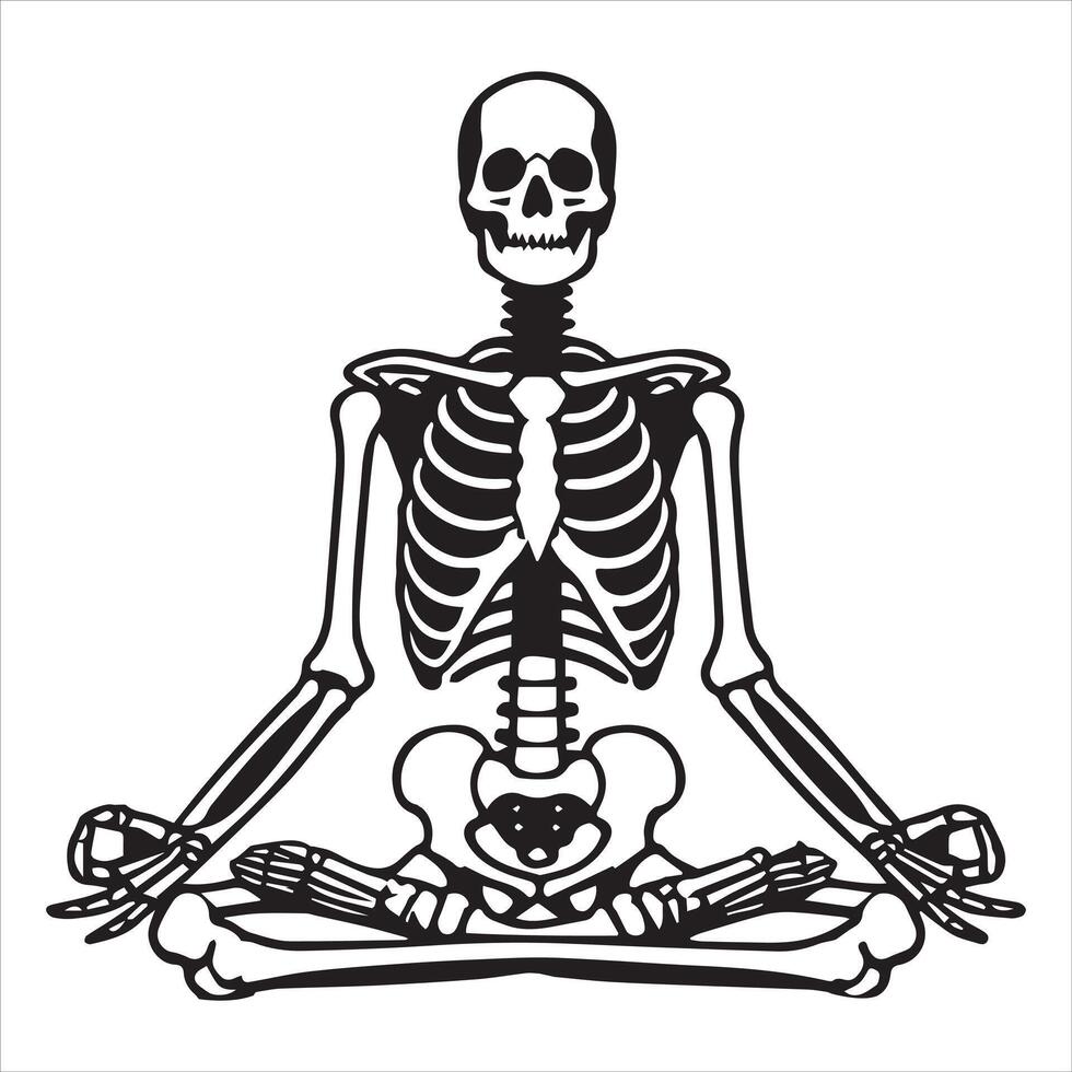 Skeleton Doing Yoga Clipart vector