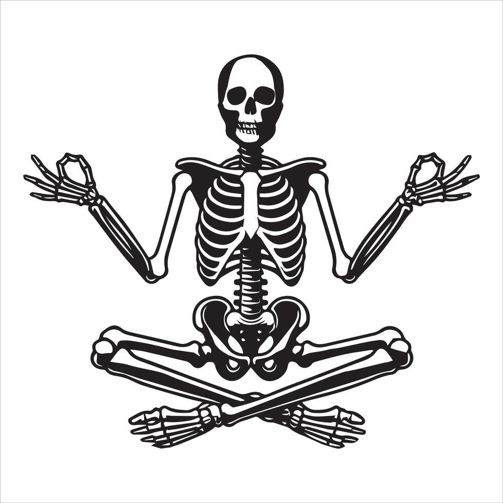 Yoga Posing Skeleton Illustration vector
