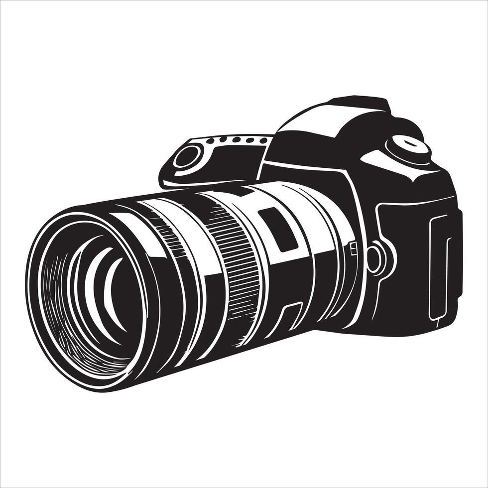 Black Photo Camera Silhouette Clipart vector