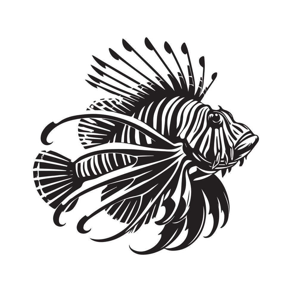 Beautiful Lionfish Fish Clipart Illustration Design vector