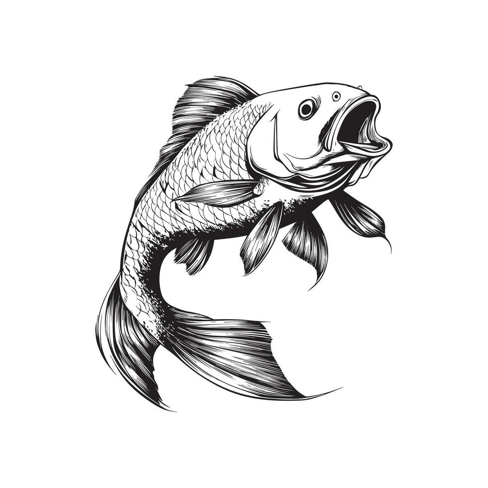 Common Carp Fish Art Clipart vector