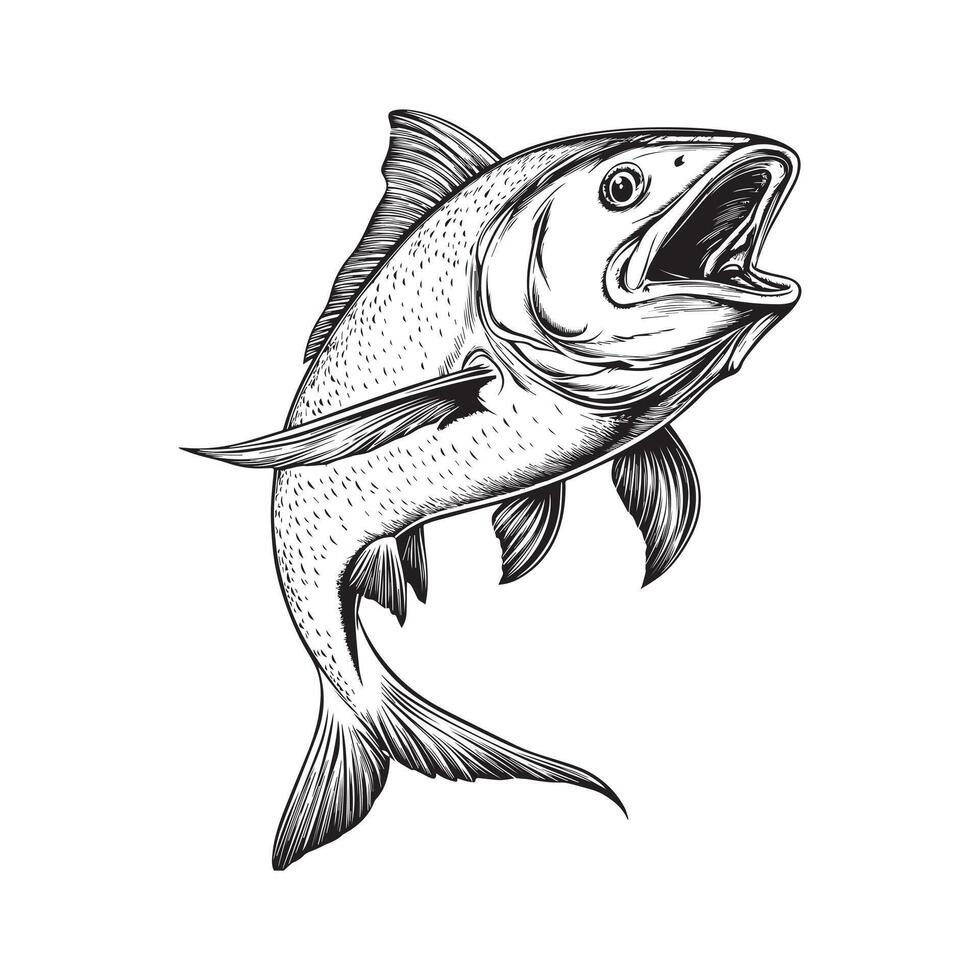 Giant Trevally Fish Illustration Artwork vector
