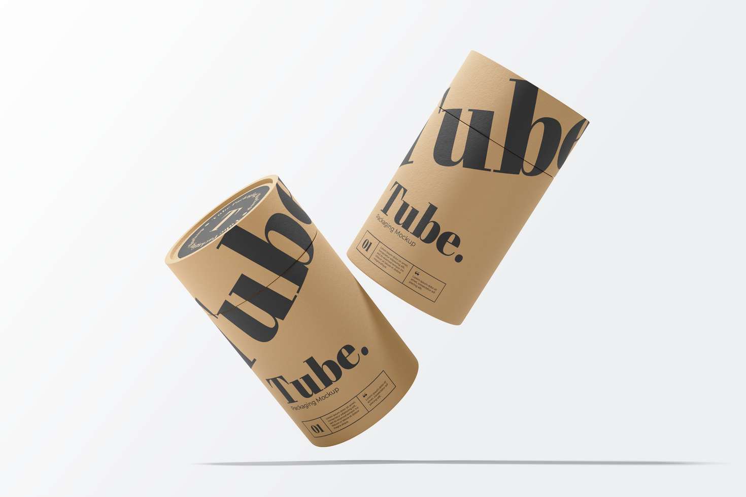 Flying Two Paper Tube Packaging Mockup Front View psd