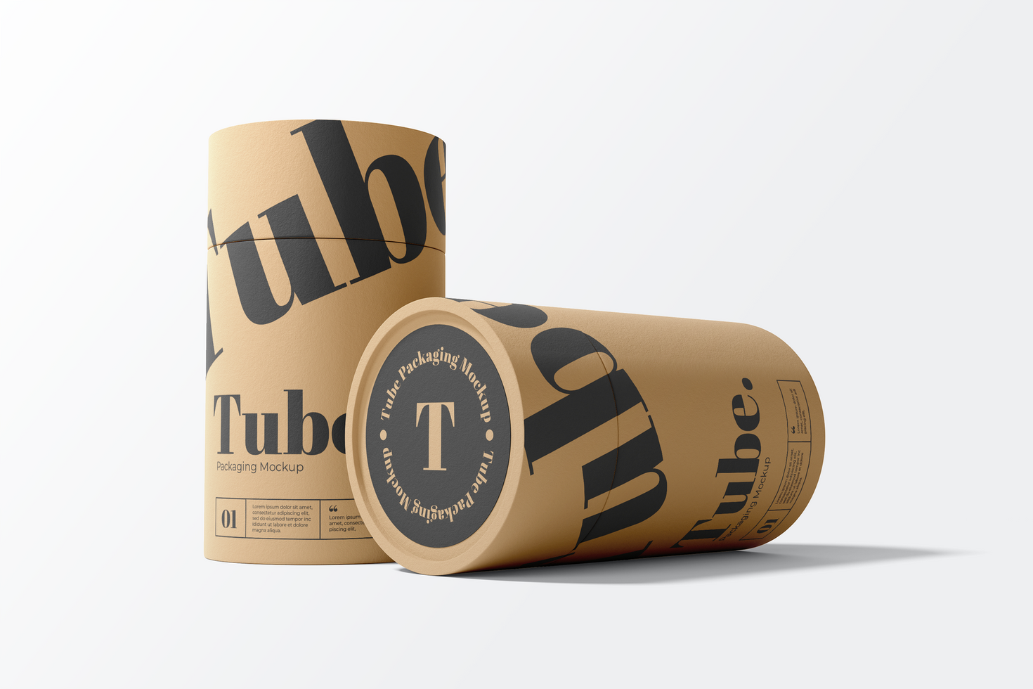 Two Paper Tube Packaging With Circle Label Mockup psd