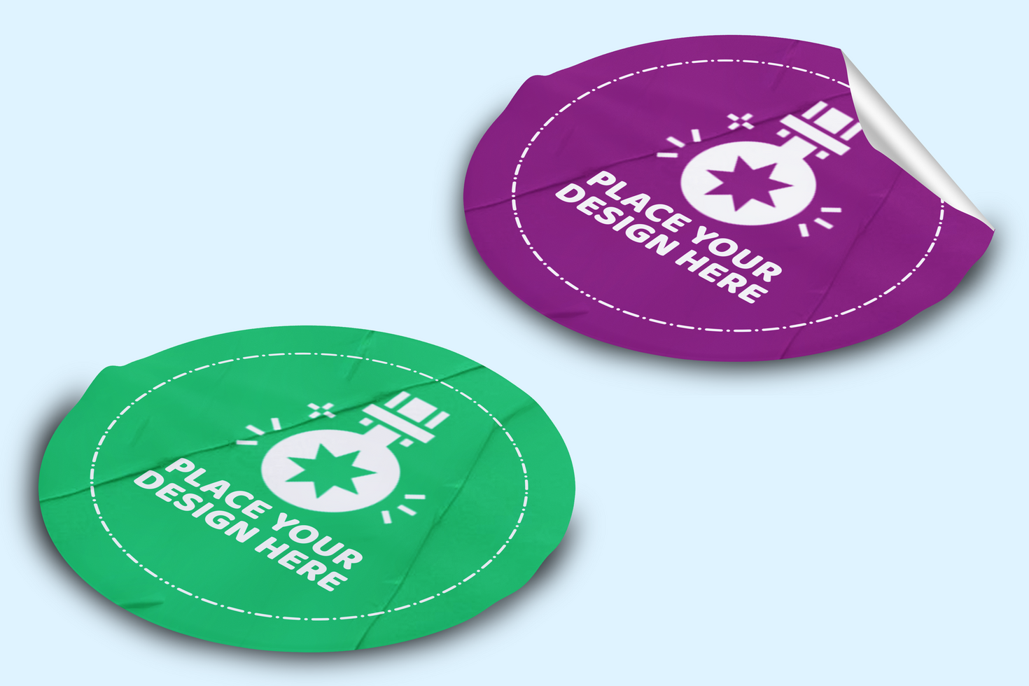 Glued Sticker Mockup Design Template Promotional Label Tag psd