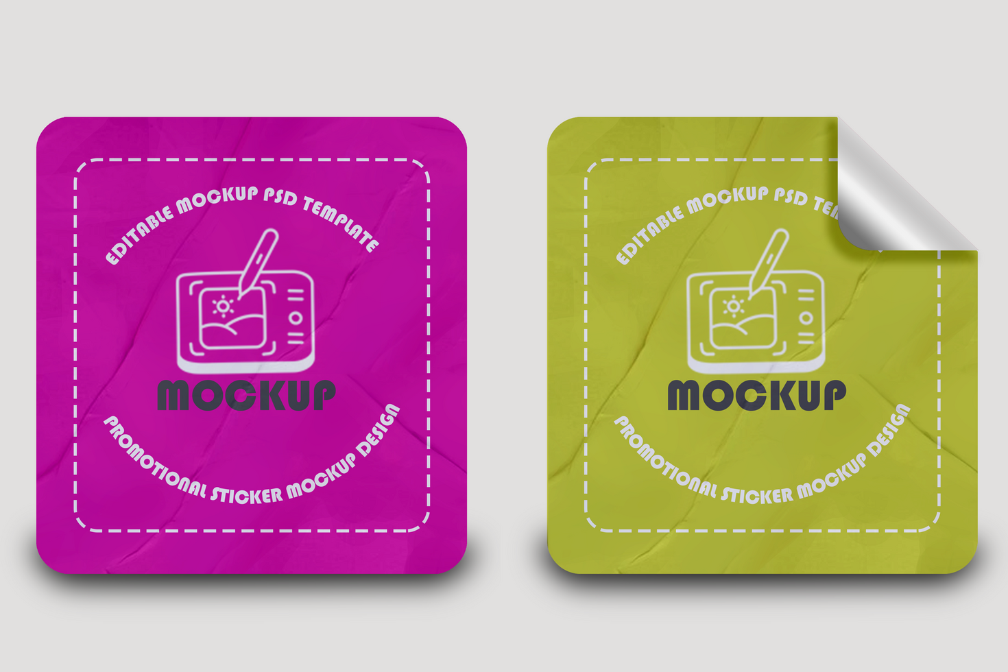 Textured Sticker Mockup Design Template psd