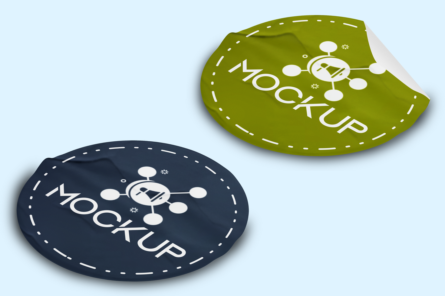 Realistic Foil Edge Sticker Mockup Template Promotional Label Tag Mockup psd