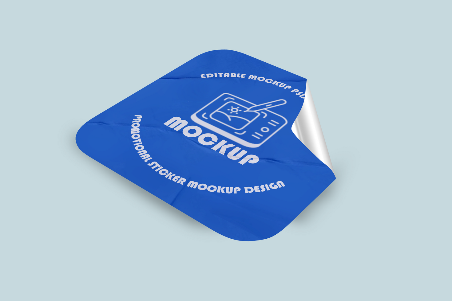 Fold Line Sticker Mockup Design Template psd