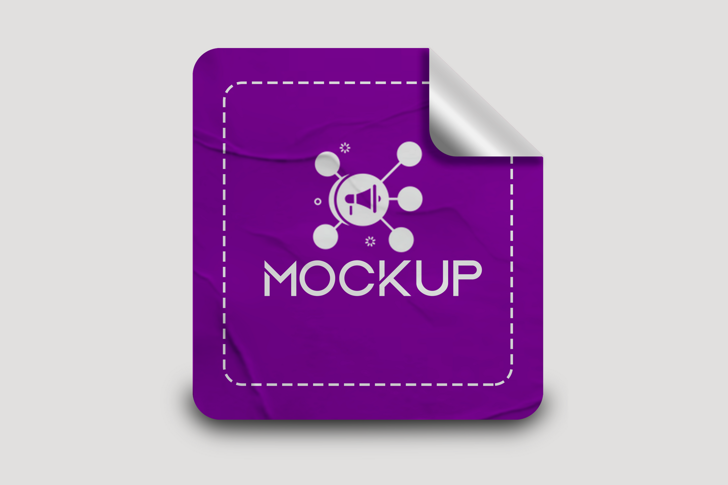 Shiny Textured Square Sticker Mockup Design Template psd