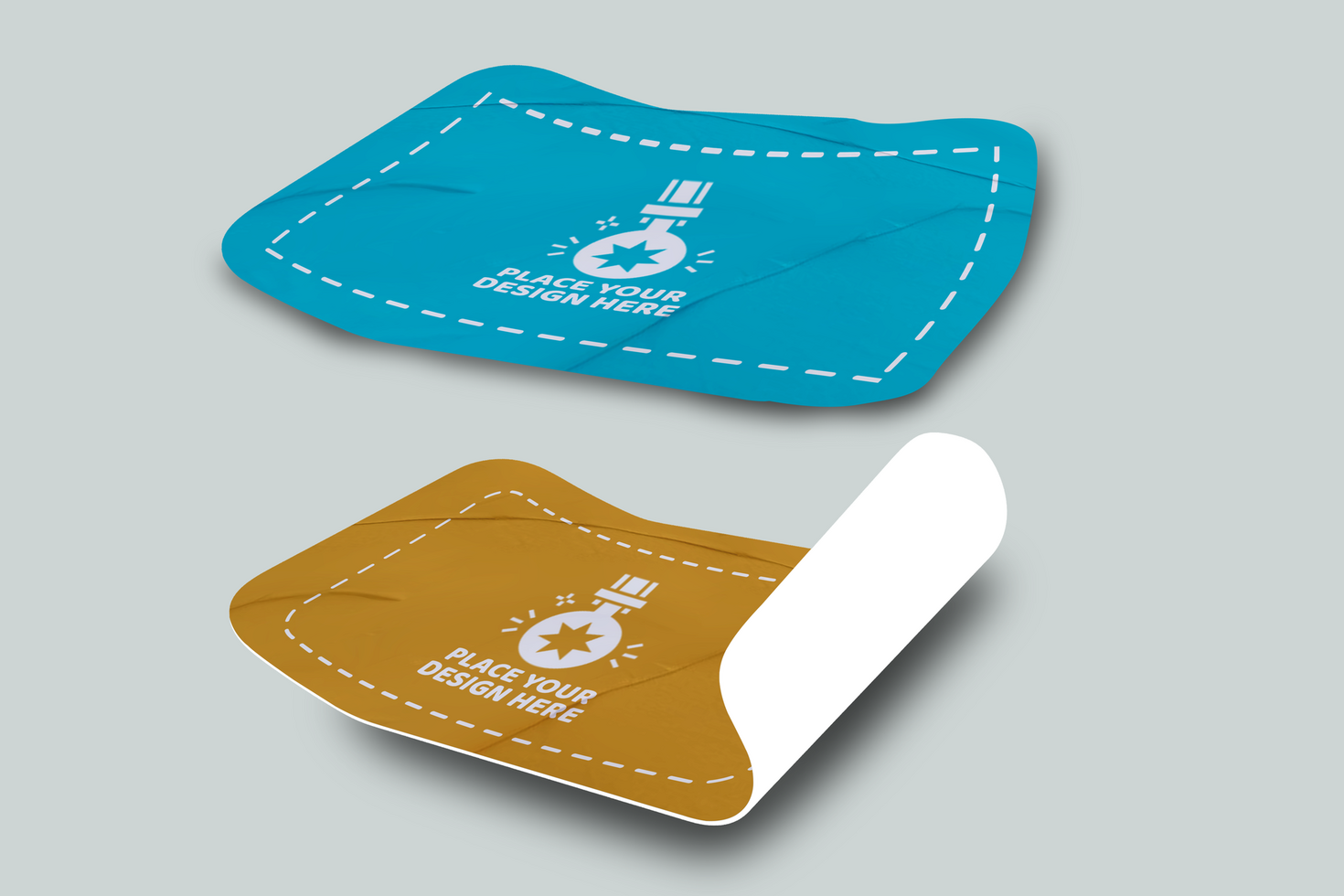 Crumbled Paper Sticker Mockup Design Template psd