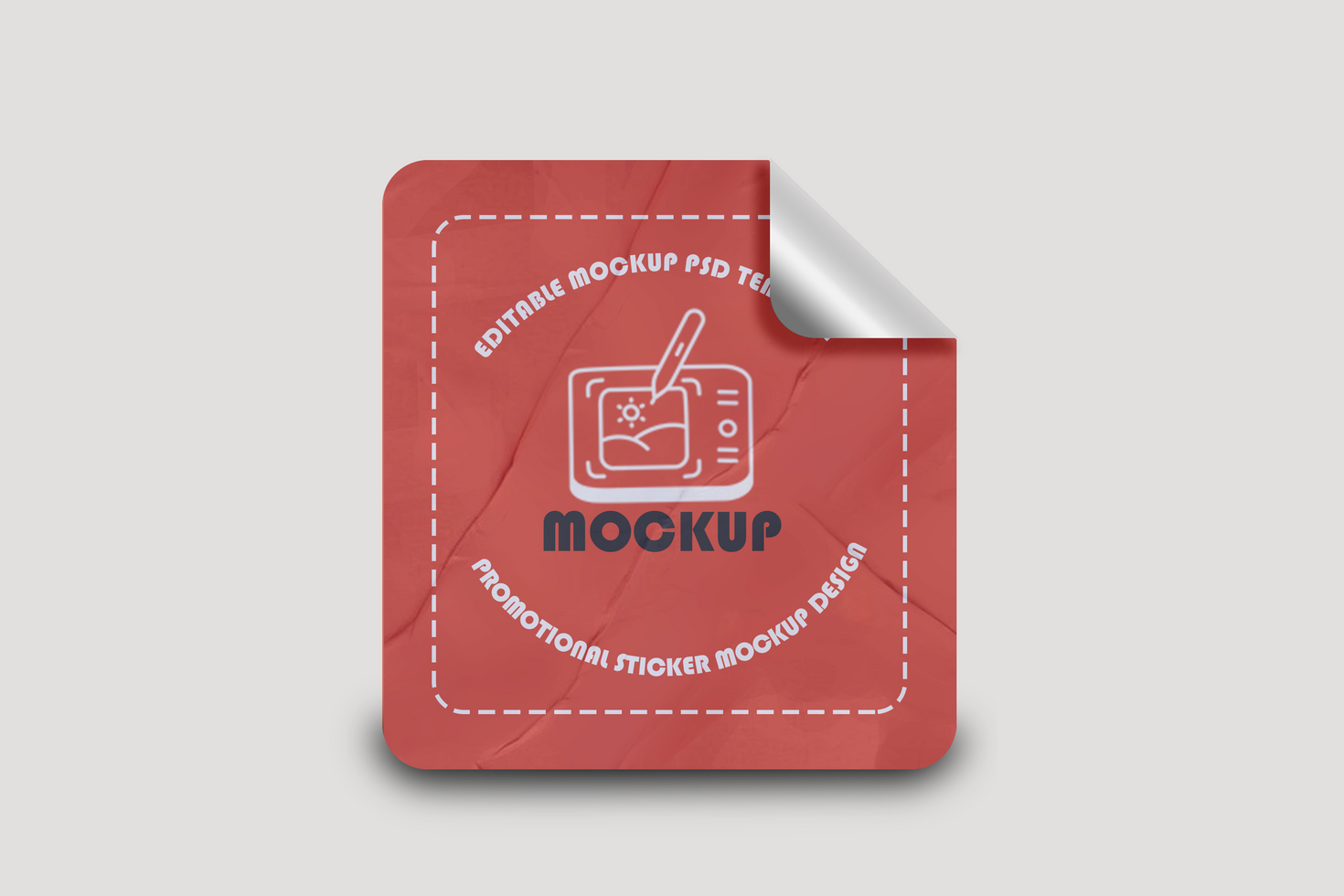 Realistic Square Promo Sticker Mockup Design Template psd