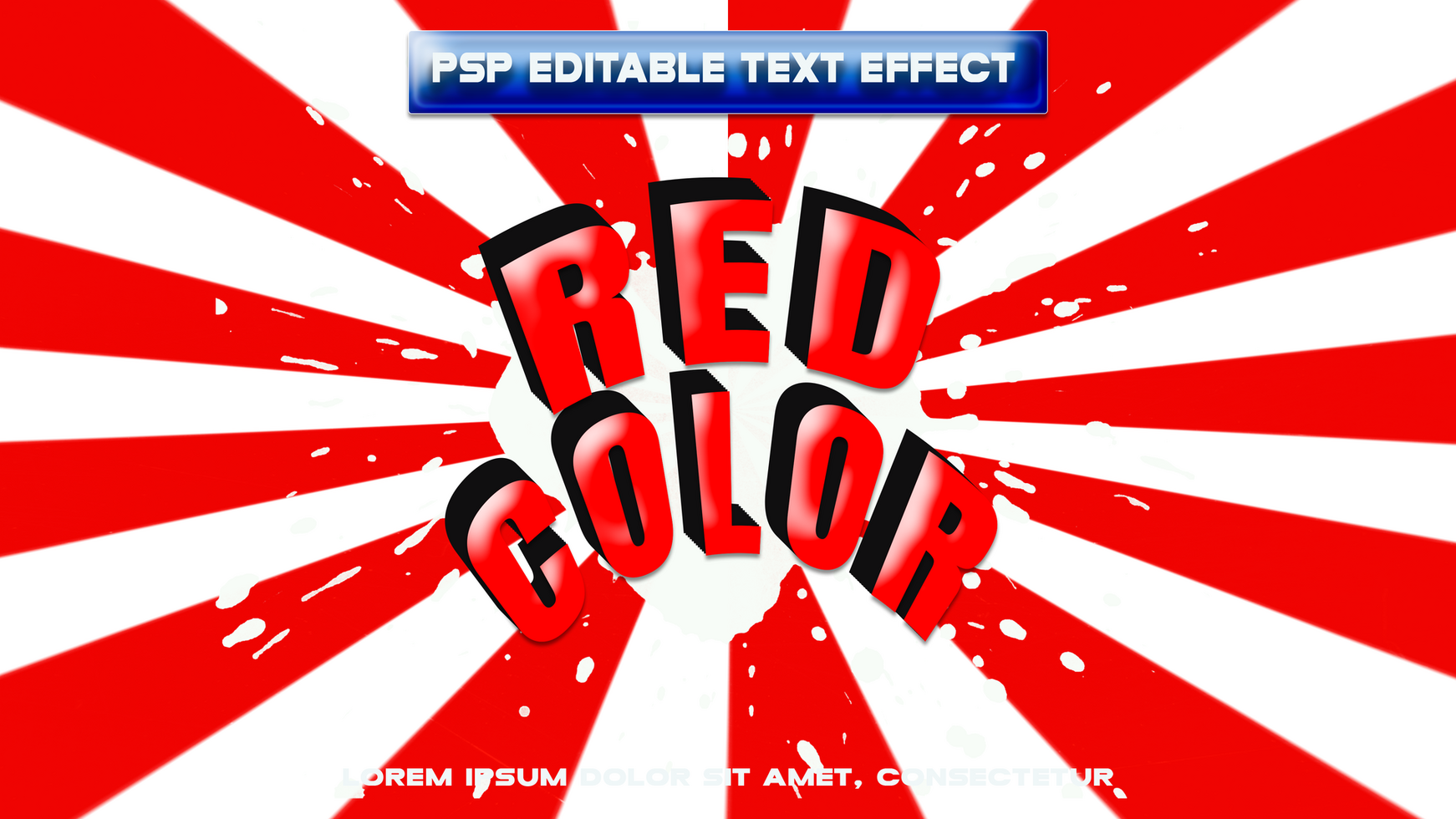 a red and white text effect with the words red color psd