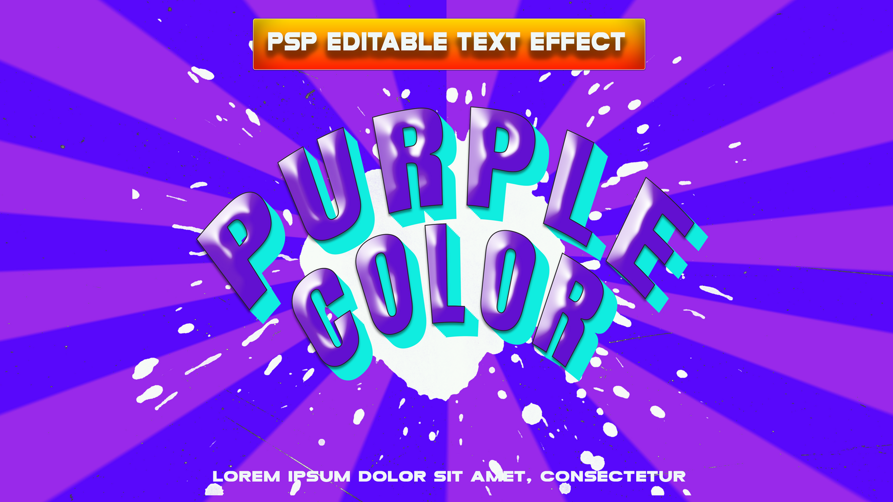 pop-up text effect for purple color psd