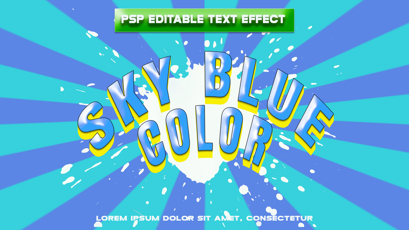 sky blue text effect psd