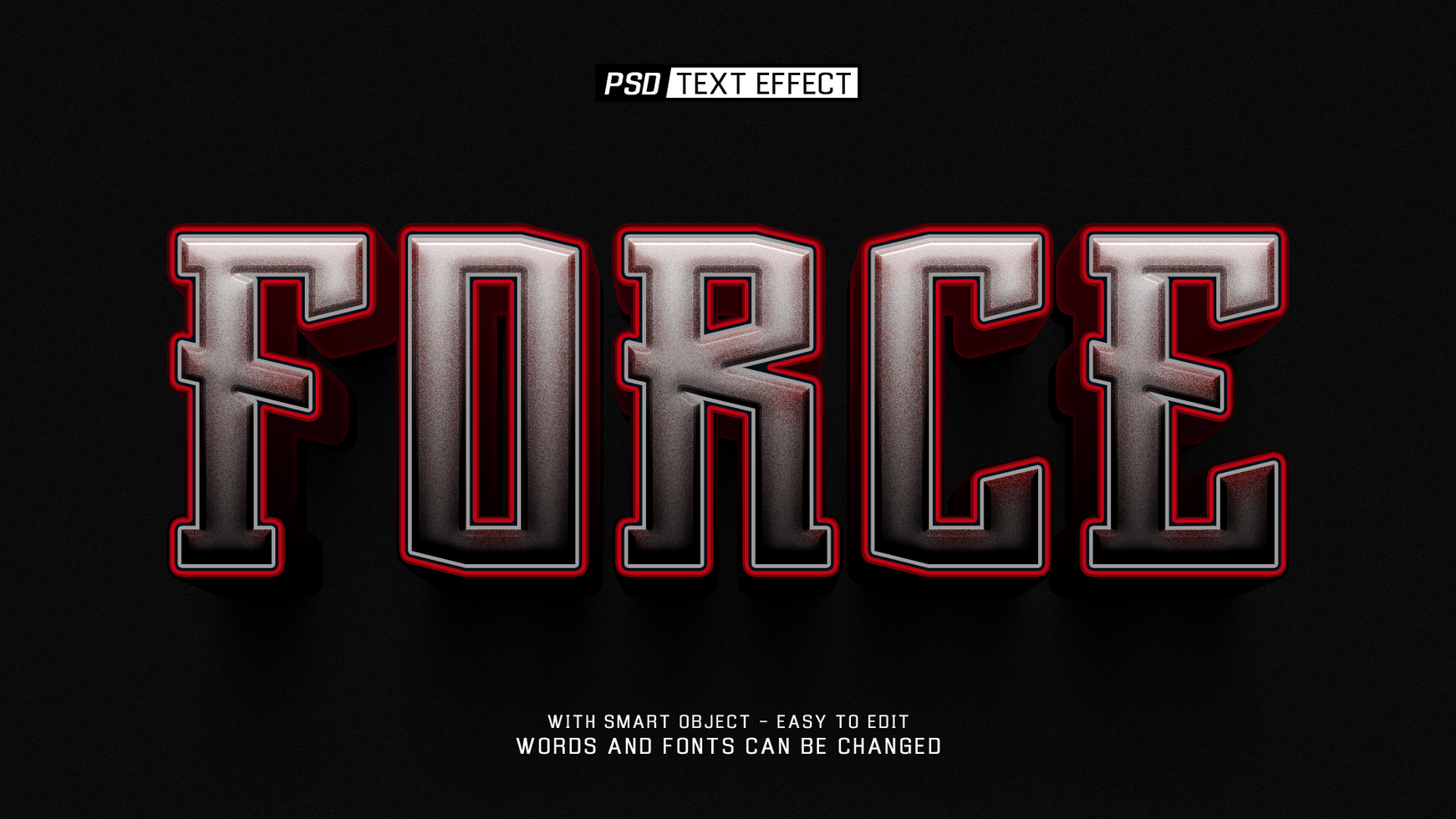 force 3d text effect psd