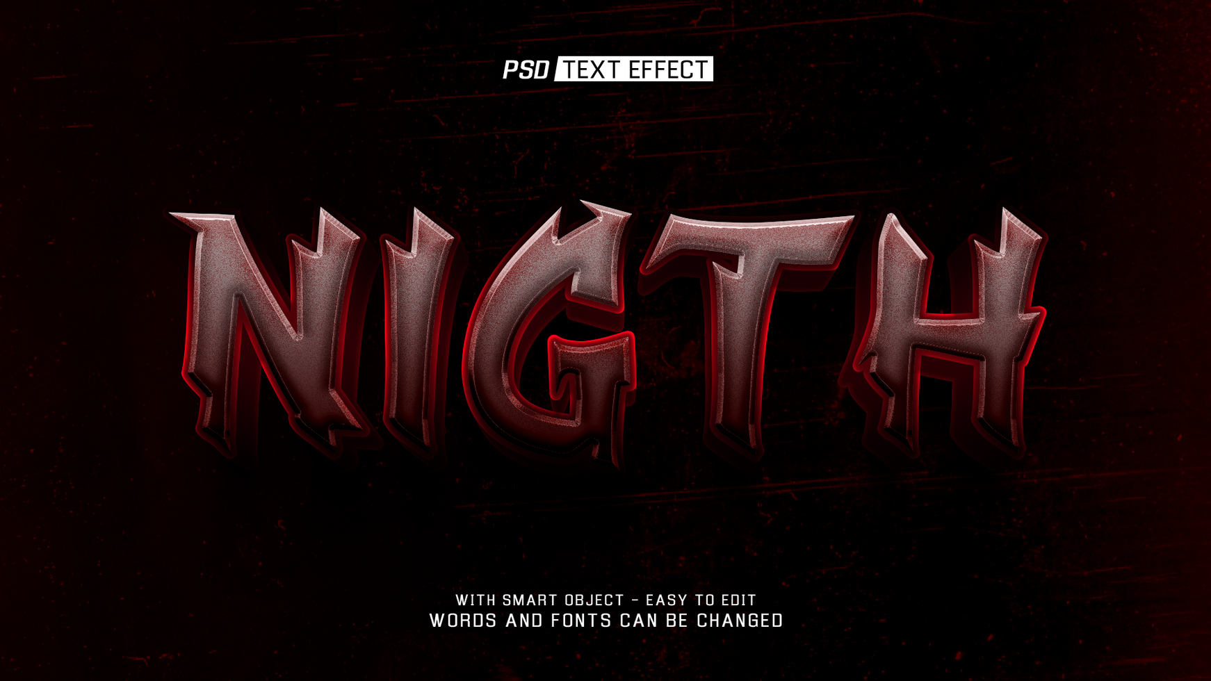 nigth 3d text effect psd