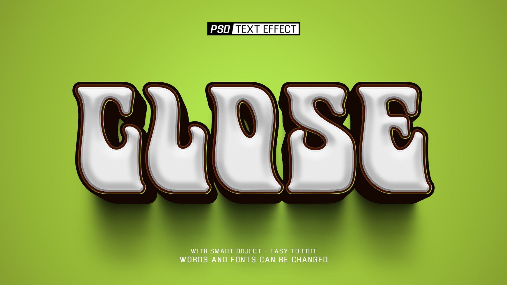 close 3d text effect psd