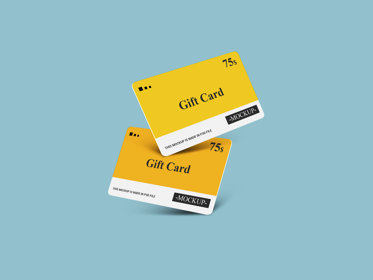 Two Flying Gift Card Mockups psd