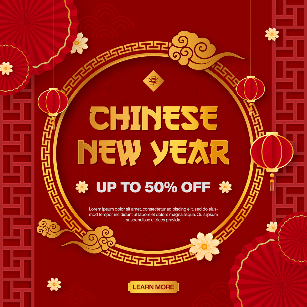 Chinese New Year Discount Banner Background Social Media Post Template Design psd