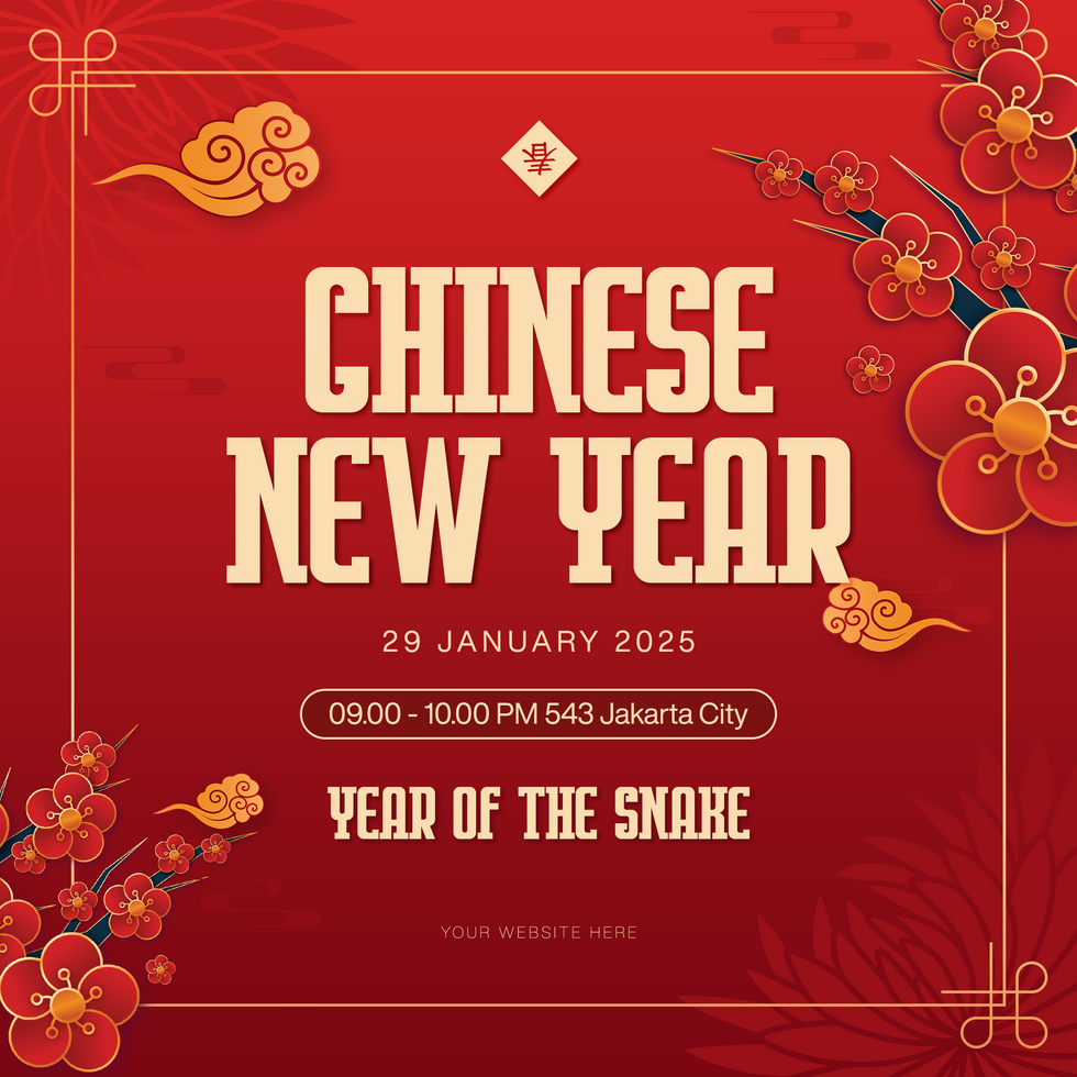 Chinese New Year Background With Pattern Social Media Post Template Design psd